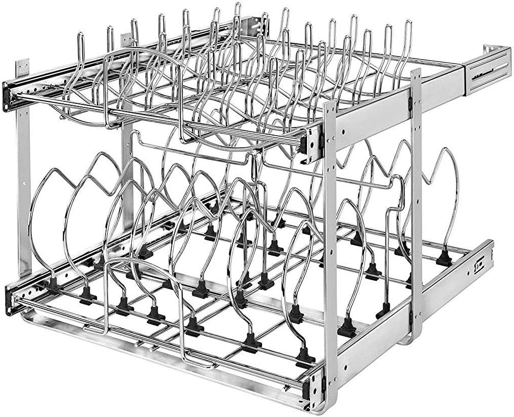 12-Inch 2-Tier Wire Pull Out Kitchen Cabinet Organizer, Chrome L63072