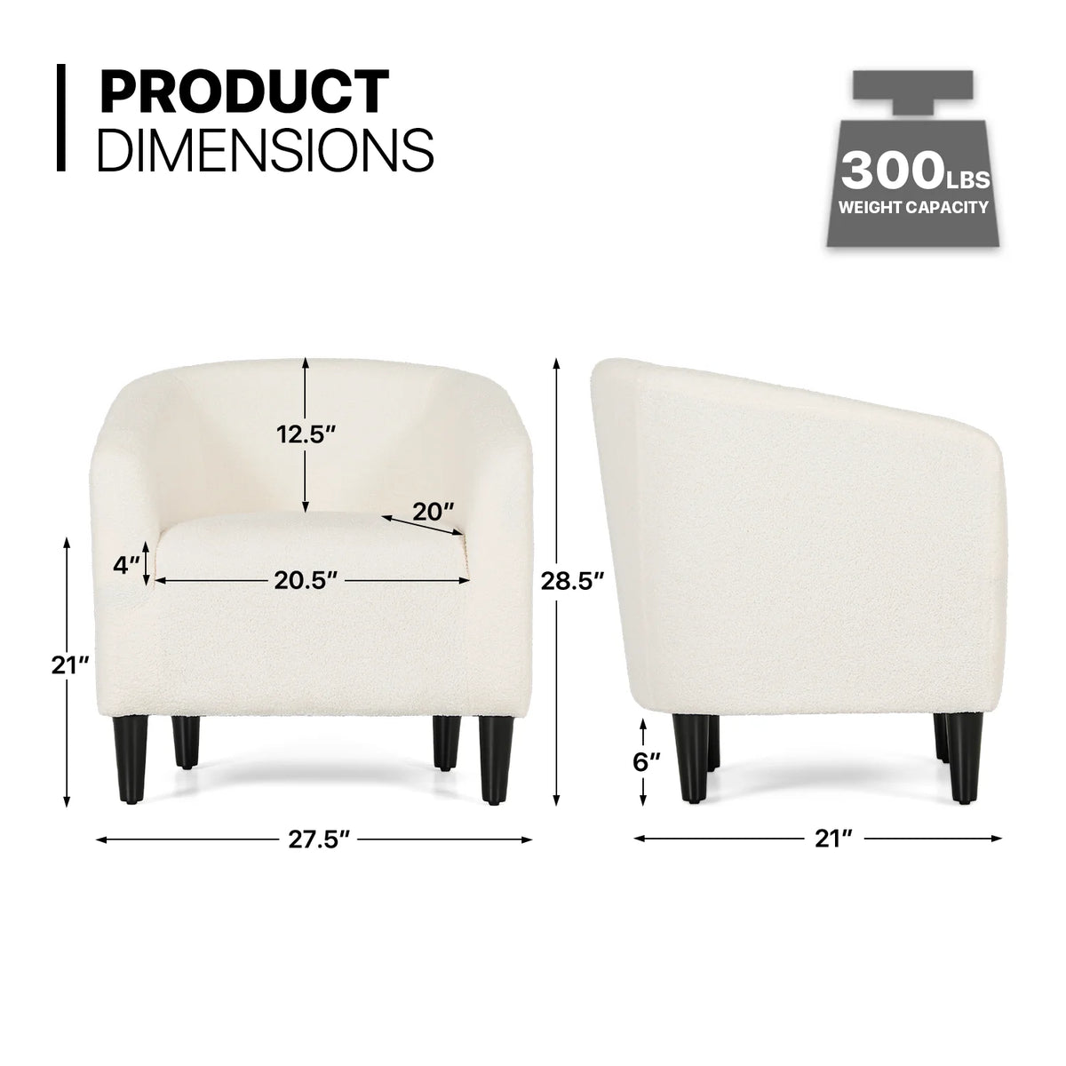 Cream Sherpa Upholstered Accent Chair I795323