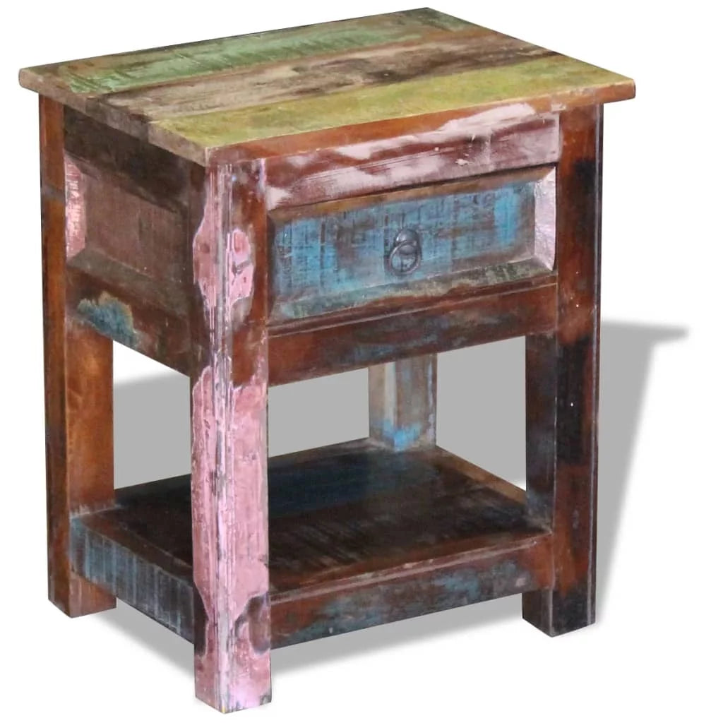 Solid Reclaimed Wood Side Table with 1 Drawer P743