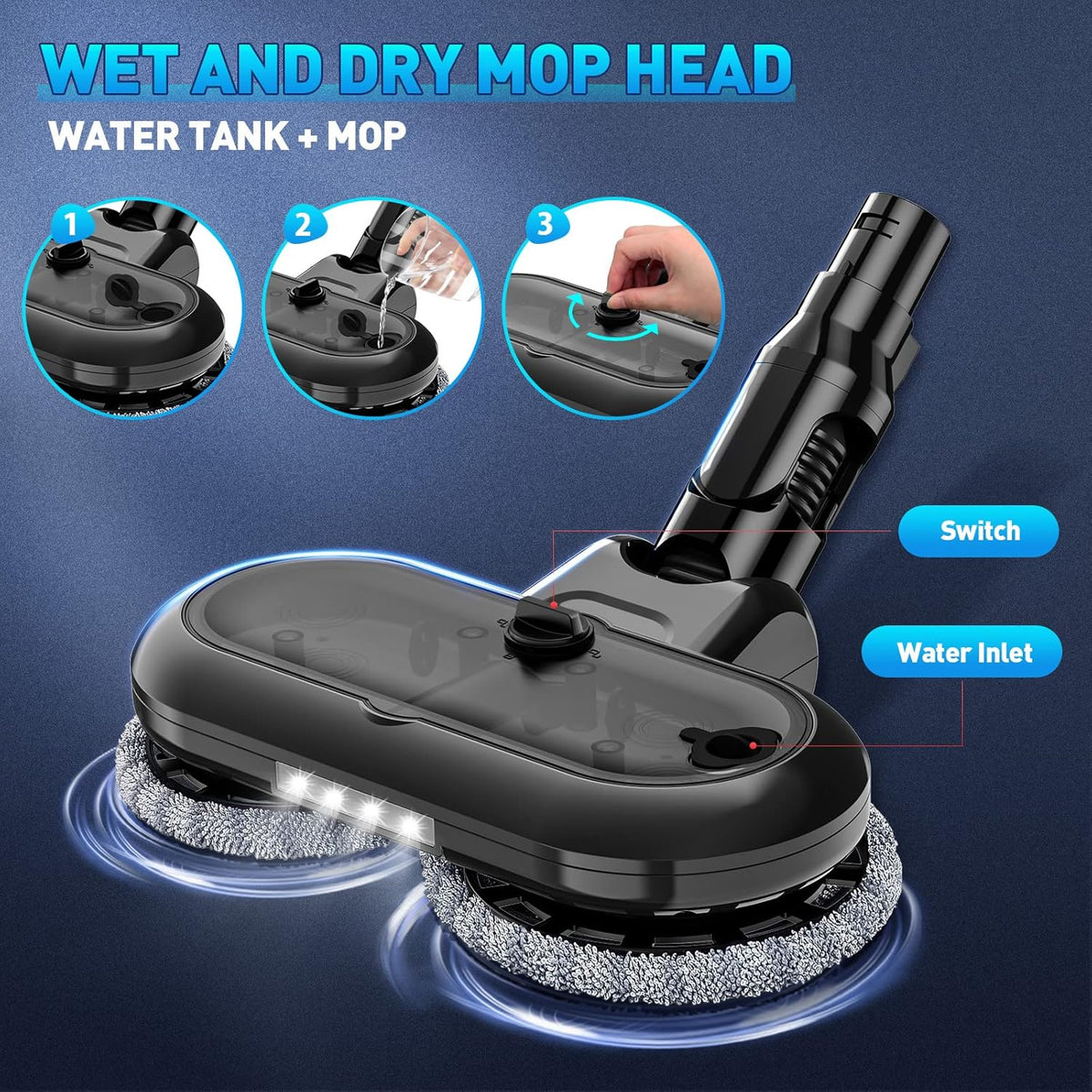 Cordless Vacuum Cleaner 26Kpa Lightweight Handheld Stick Vacuum with Electric Mop E494463