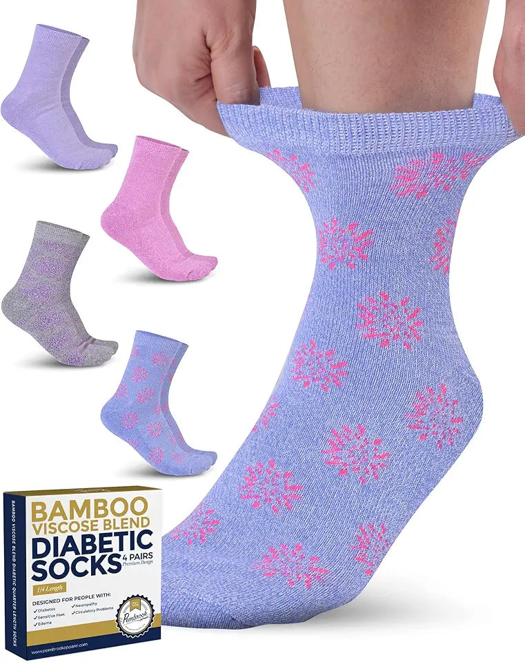 4 Pairs Ankle Bamboo Viscose Diabetic Socks J1984