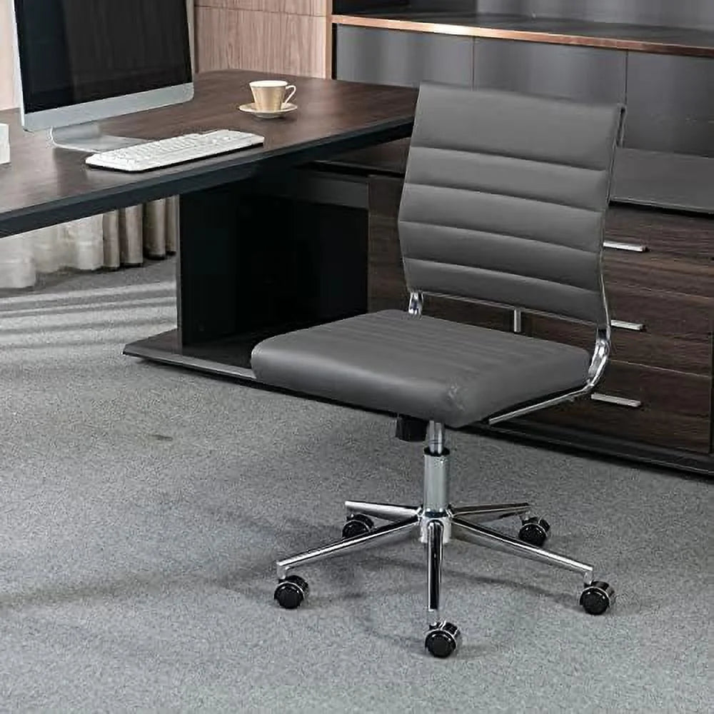 Armless Leather Swivel Office Chair R7146