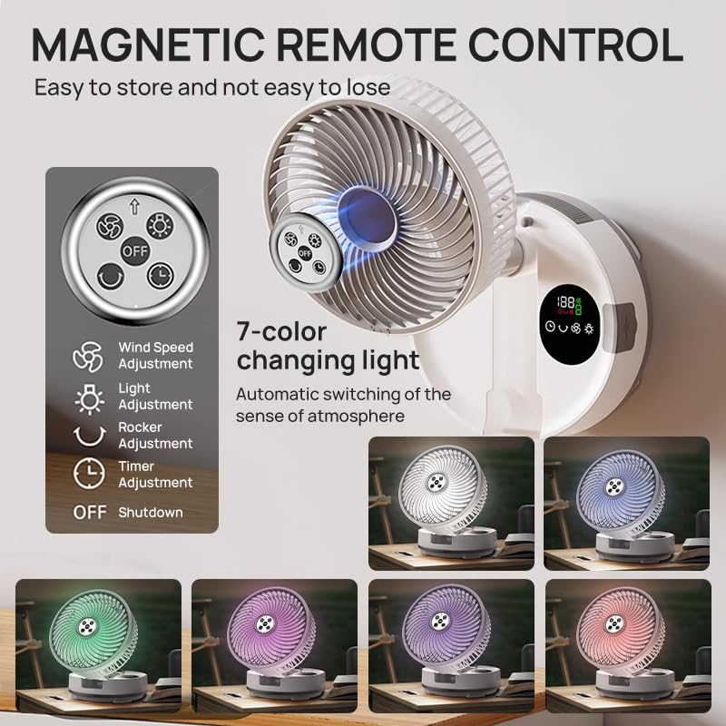 8 inch Portable Rechargeable Oscillating Fan White N5729