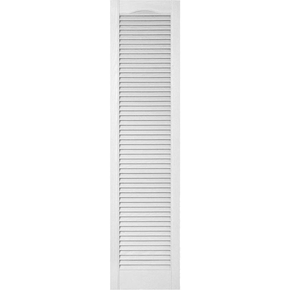 Vinyl Cathedral Top Open Louver Shutters Bright White F787127