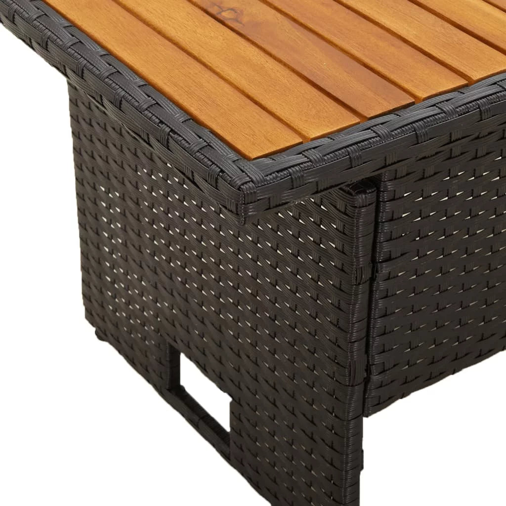 Black Solid Wood Acacia & Poly Rattan Patio Table R802