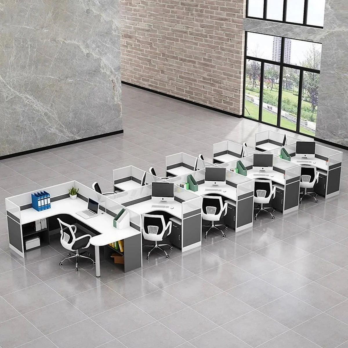 Creative Designer Screen Workstation Office Desk and Chair Y55704