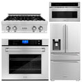 30 In. Rangetop, Refrigerator with Water and Ice Dispenser, Microwave and Wall Oven in Stainless Steel L7653