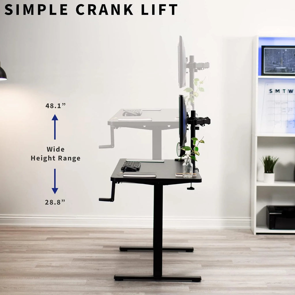 Height Adjustable 60 X 24 Inch Dark Walnut Standing Desk F621
