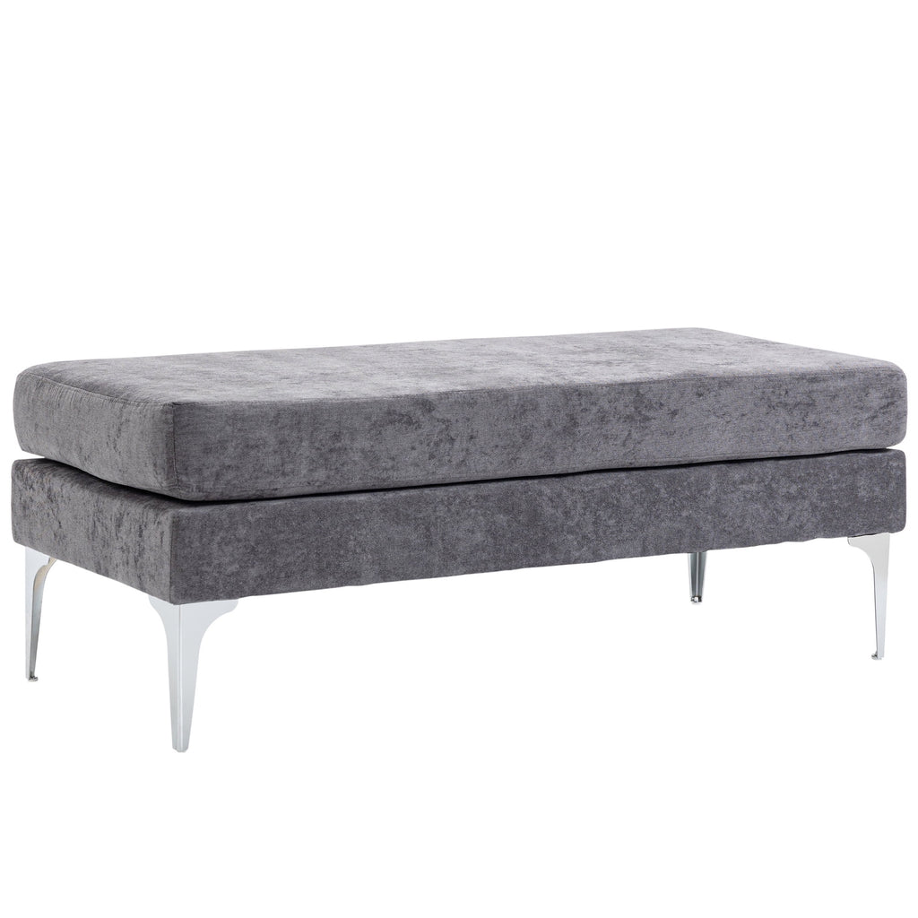 48" Dark Gray End of Bed Bench with Steel Legs O4323