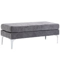 48" Dark Gray End of Bed Bench with Steel Legs O4323