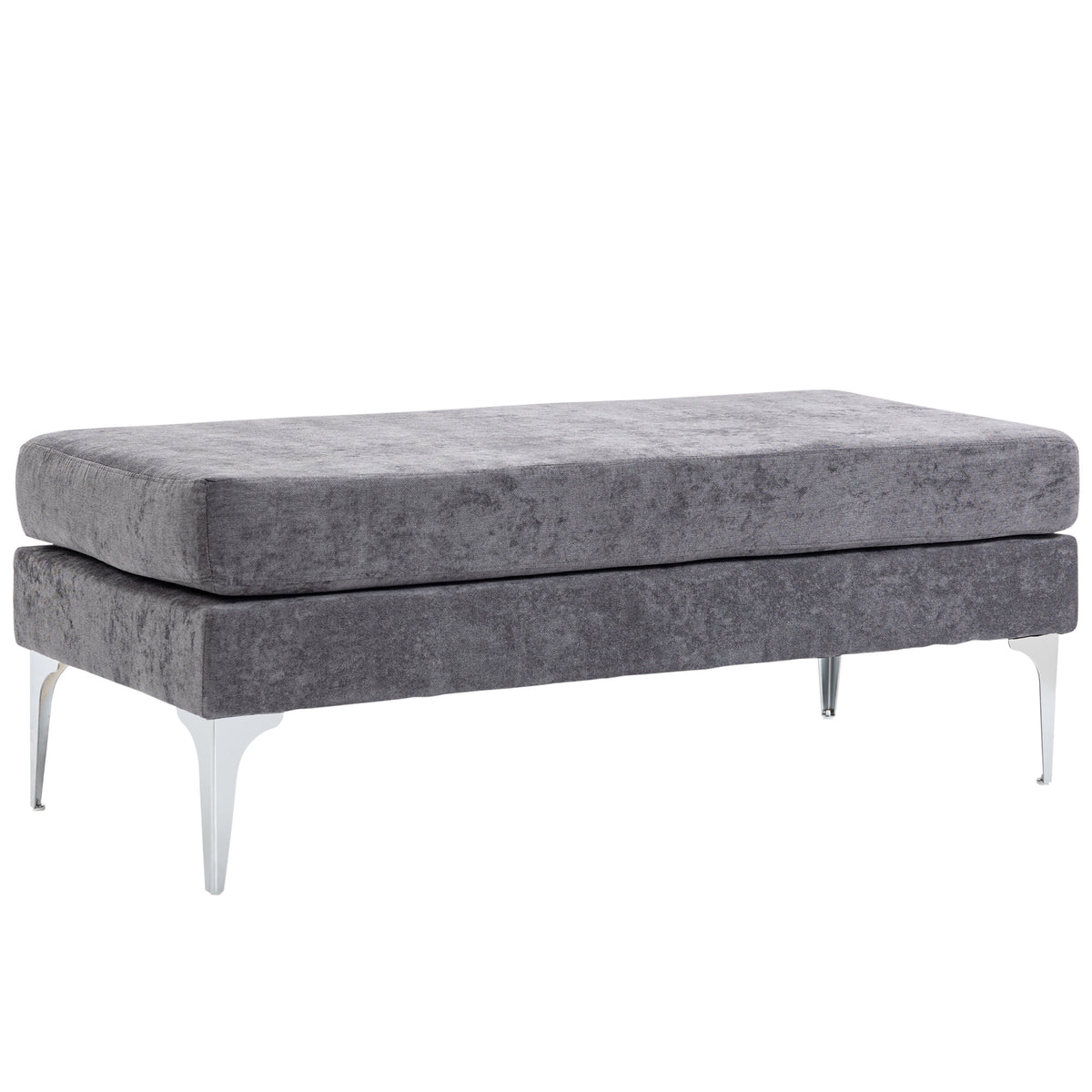 48" Dark Gray End of Bed Bench with Steel Legs O4323