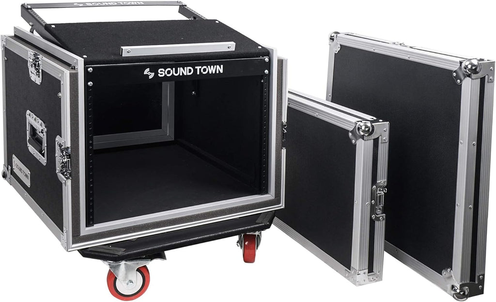 10U ATA Rack Case with 11U Slant Mixer Top and Casters R36732