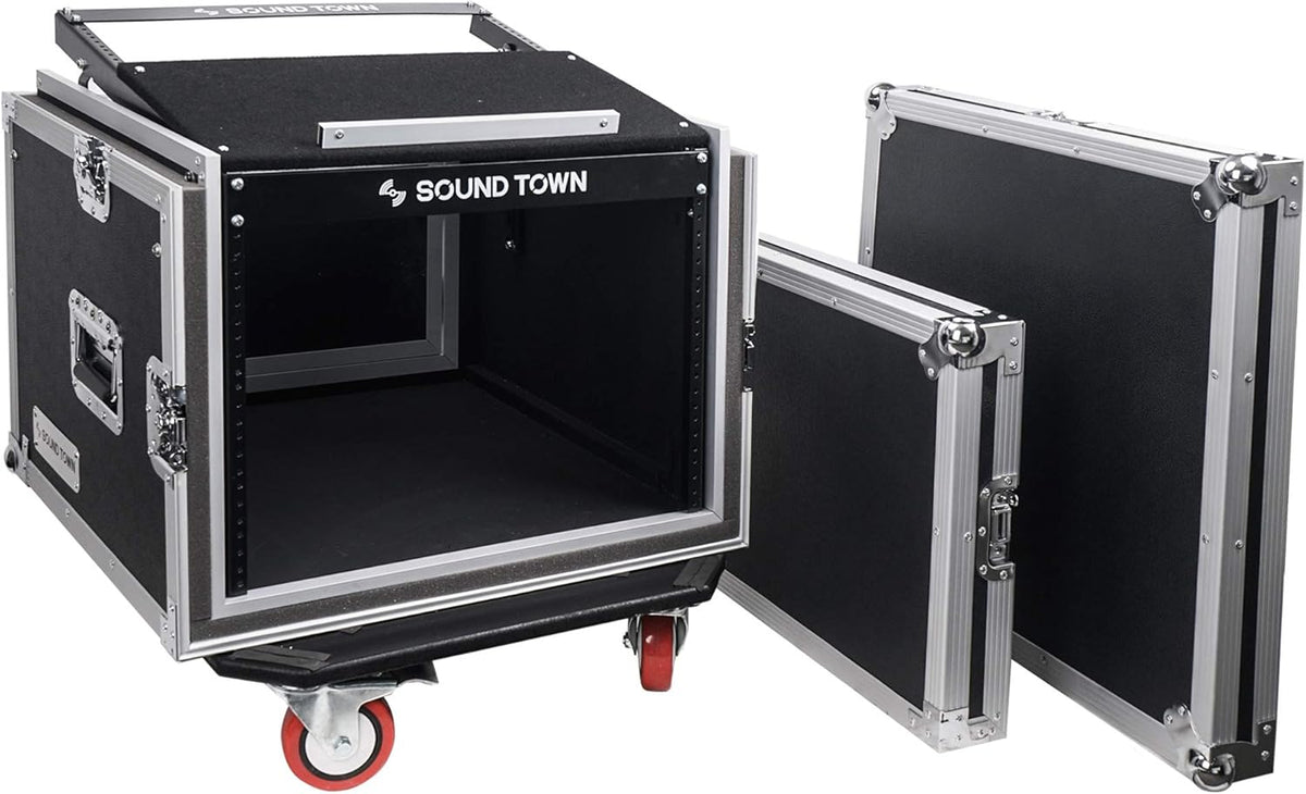 10U ATA Rack Case with 11U Slant Mixer Top and Casters R36732