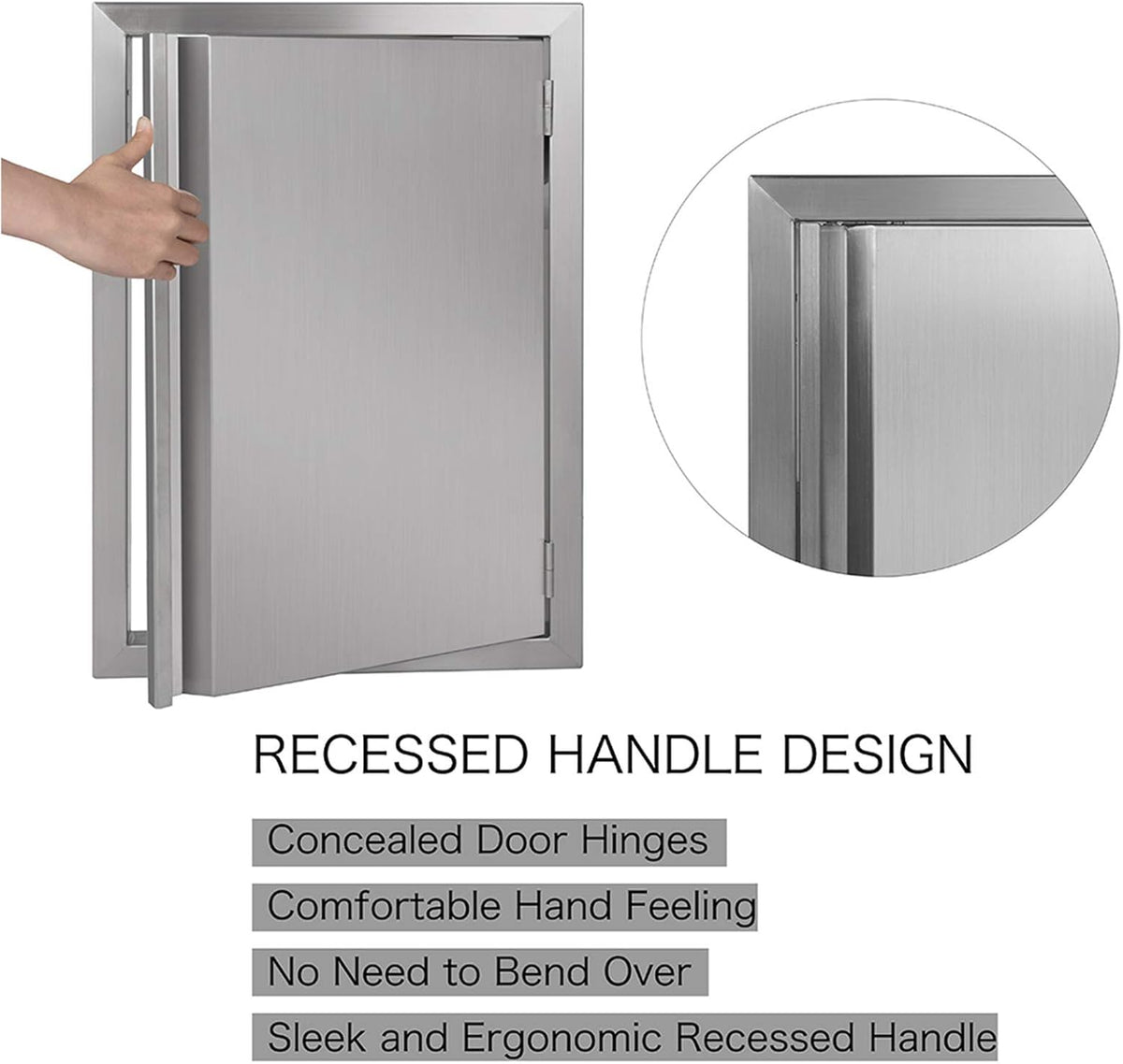 Single BBQ Access Door 304 Stainless 17 W x 24 H W9006