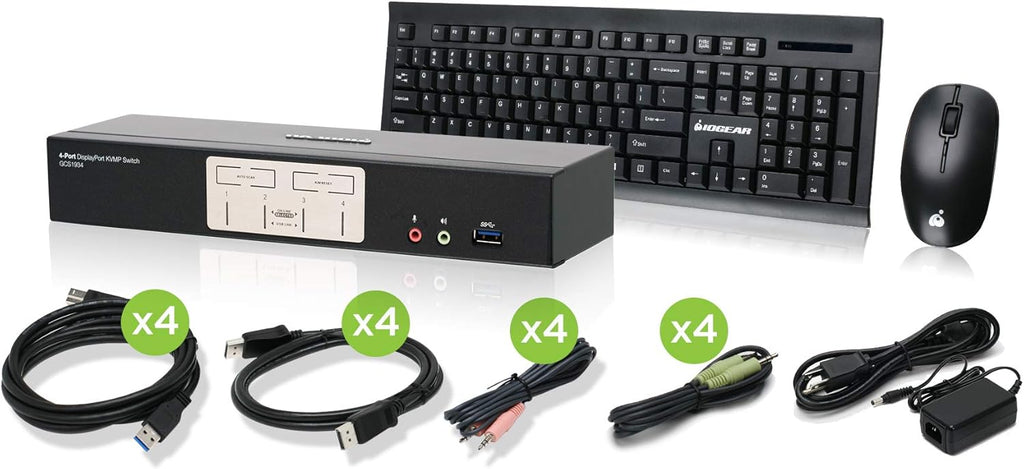 4-Port 4K DisplayPort KVMP Switch with Dual Video Out V6672