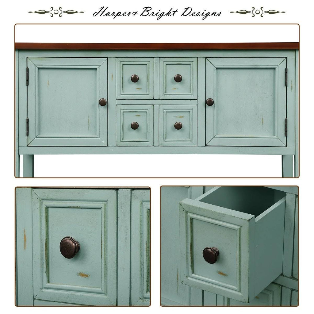 Dark Blue Sideboard Console Table with Bottom Shelf Z9249