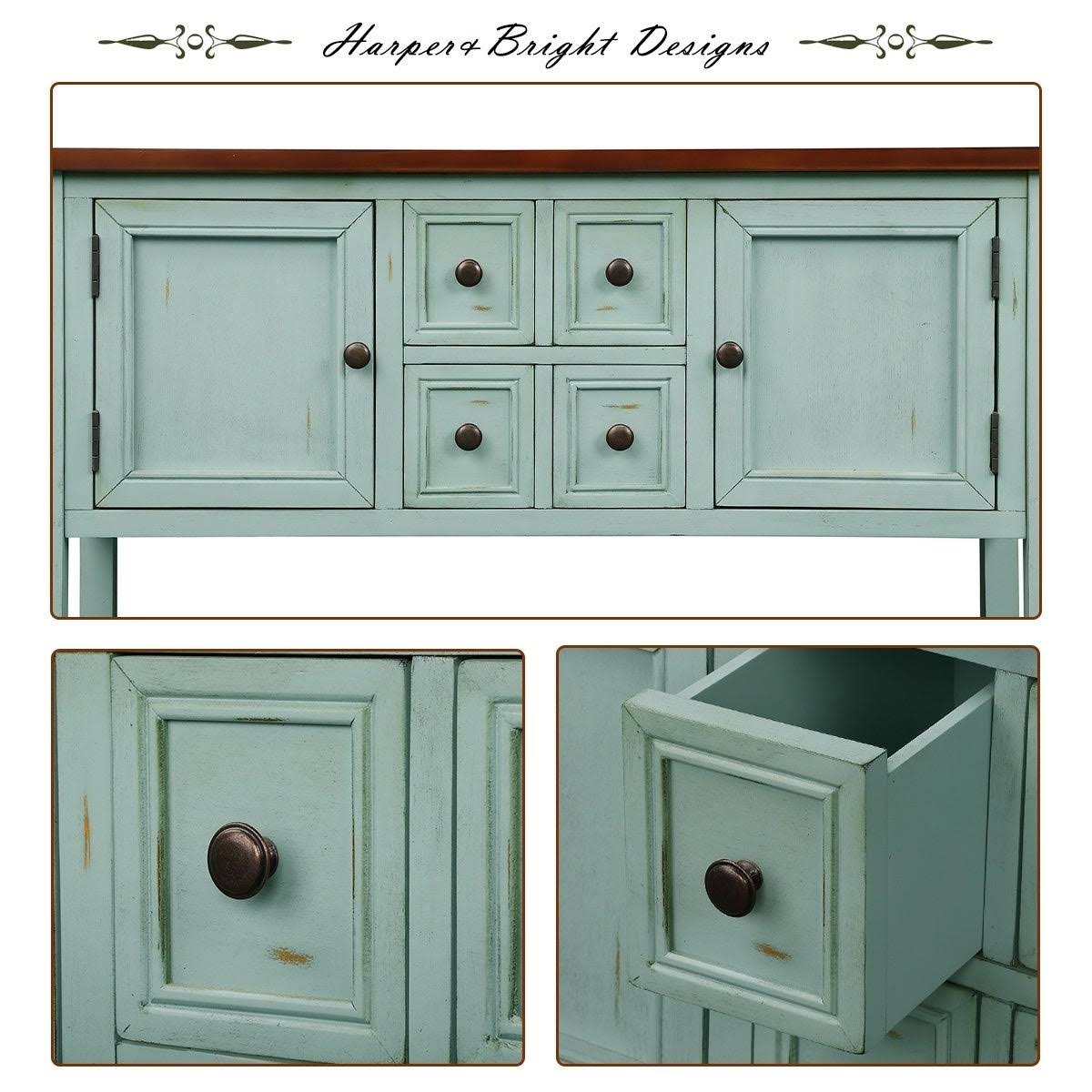 Dark Blue Sideboard Console Table with Bottom Shelf Z9249