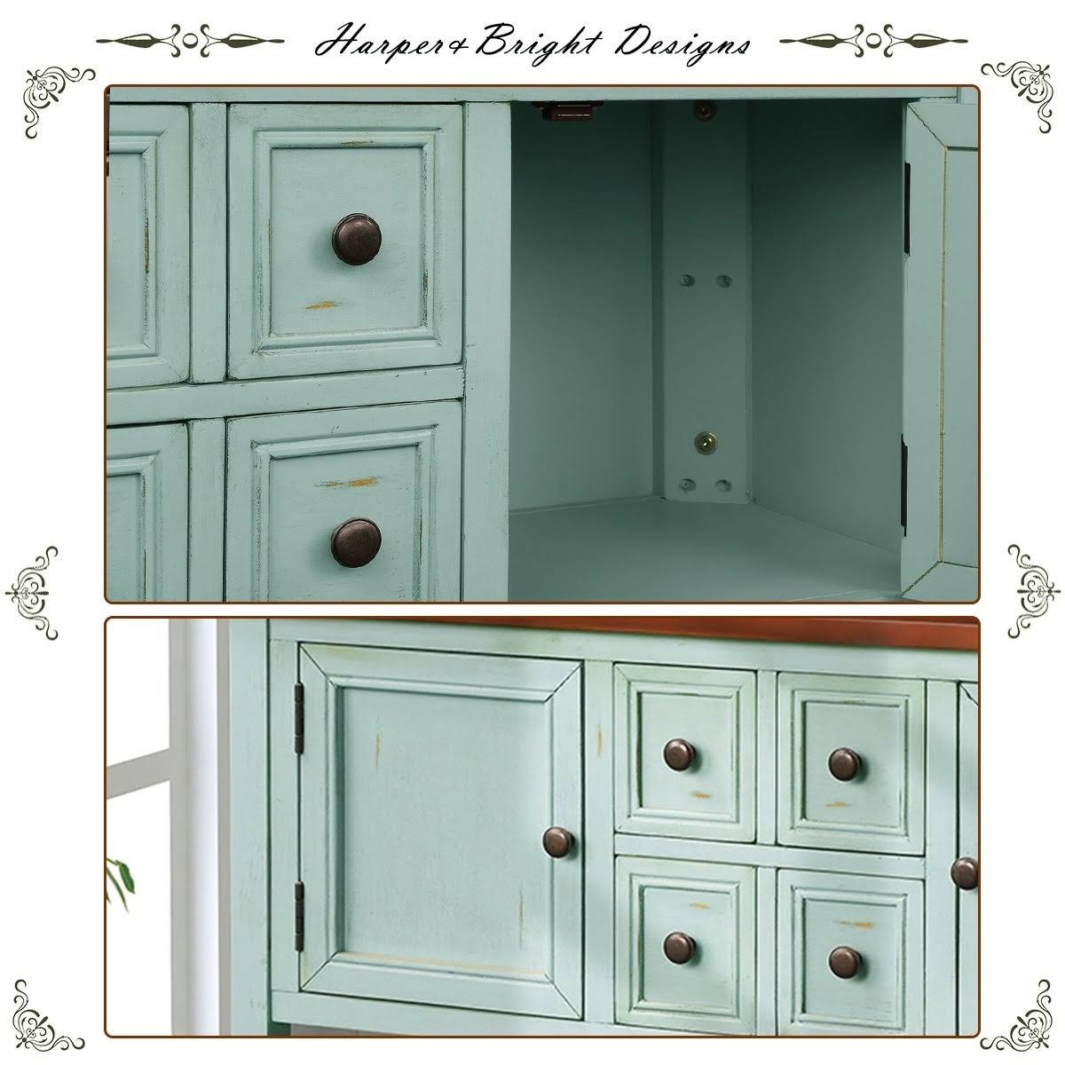 Dark Blue Sideboard Console Table with Bottom Shelf Z9249