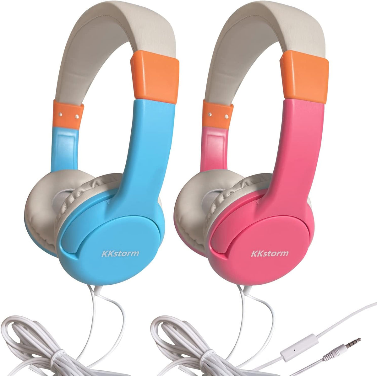 Blue Pink Wired Headphones with Microphone A35882
