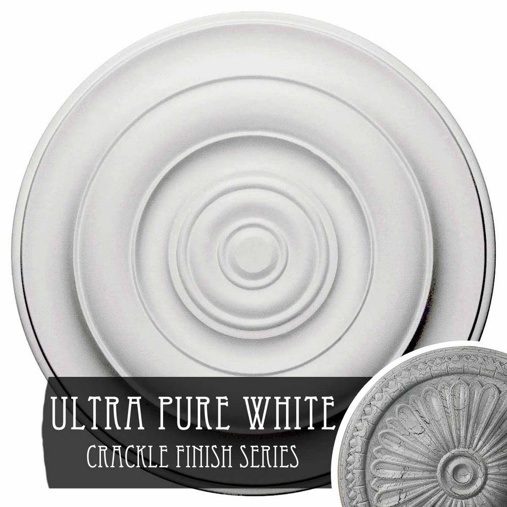 Hand-Painted Ultra Pure White Crackle Ceiling Medallion A8439