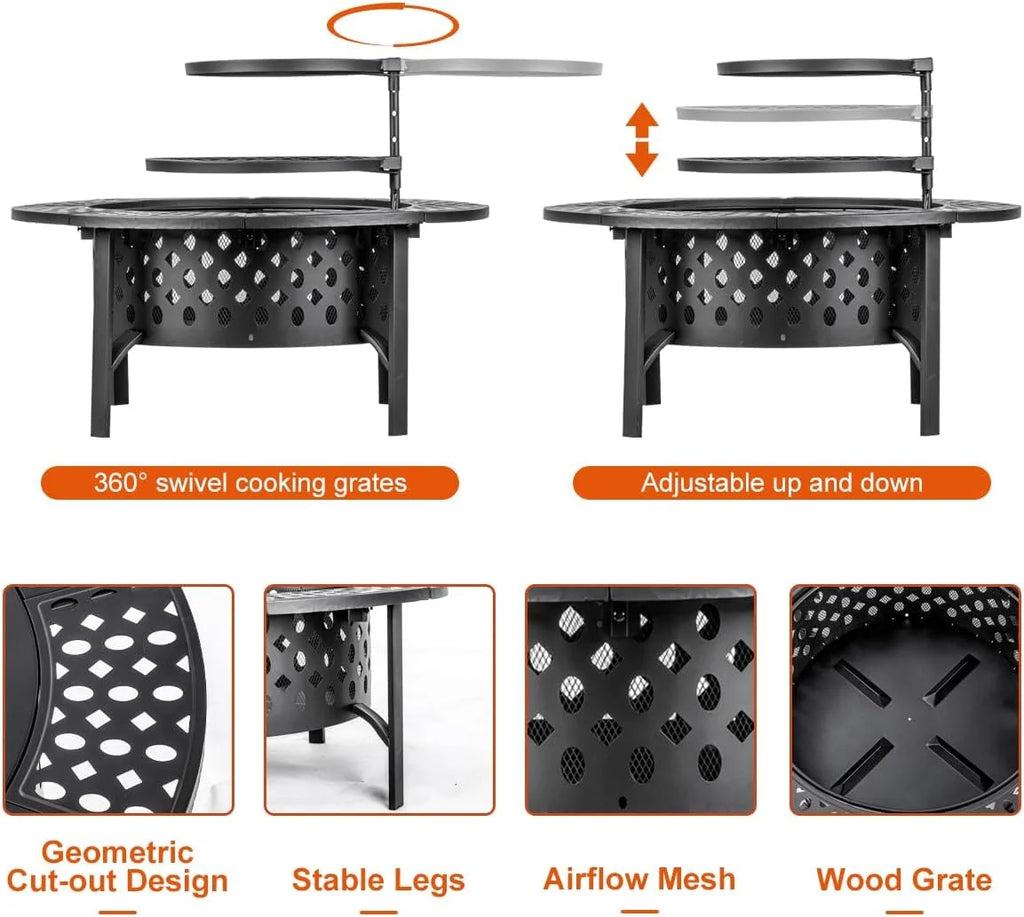 36 Inch Wood Burning Fire Pit with 2 Grills C894