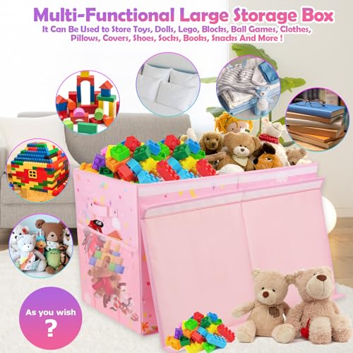 Pink Collapsible Toy Box with Lids E423