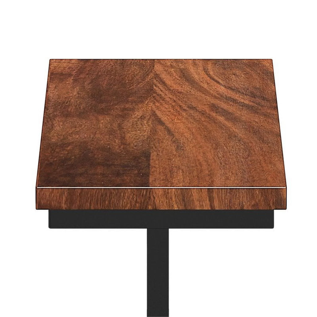 2-Piece 18" Rectangle Industrial C Side Table Set in Cognac Brown D468