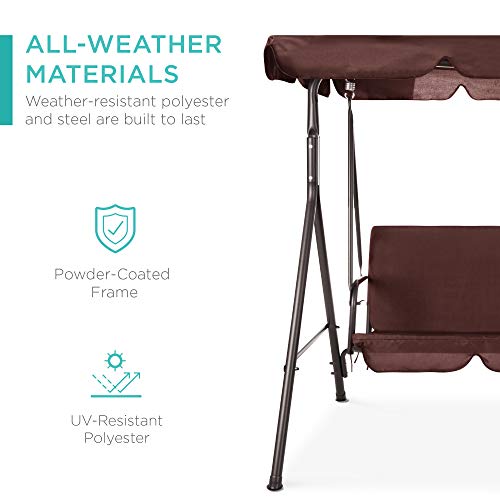 2-Person Outdoor Patio Swing Chair with Convertible Canopy and Cushions R69686