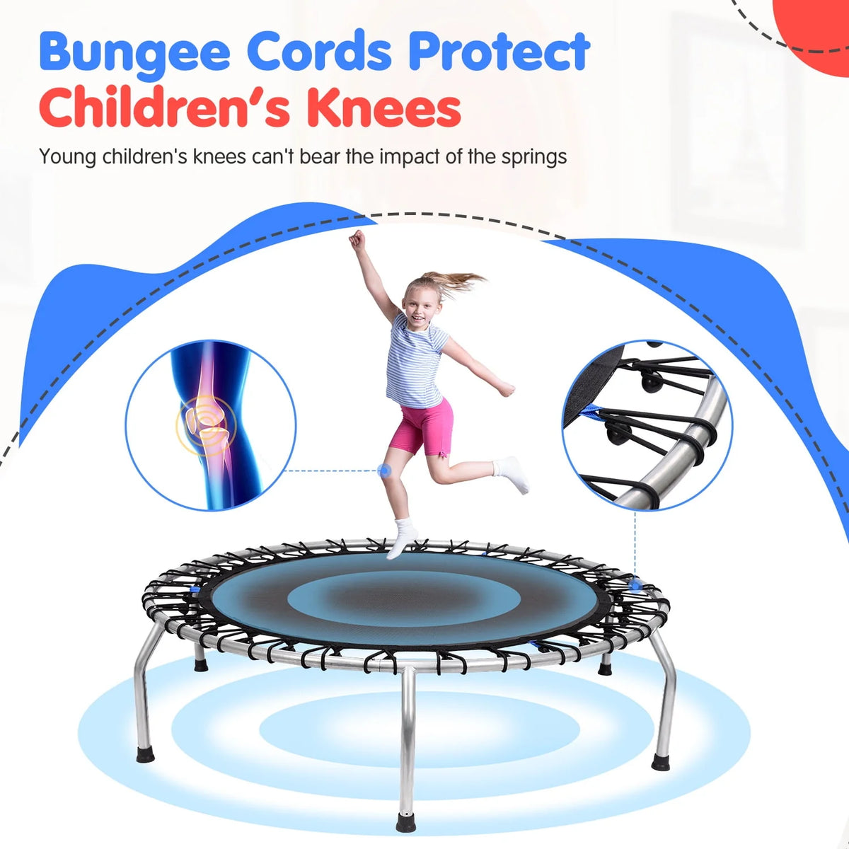 66 Kids Trampoline with Basketball Hoop and Safety Enclosure Net T806810