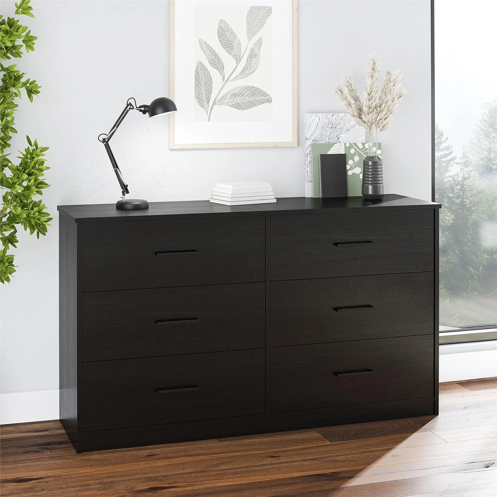 Black 6 Drawer Dresser N5679
