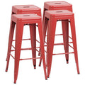 Red Metal Backless Bar Stools V225063