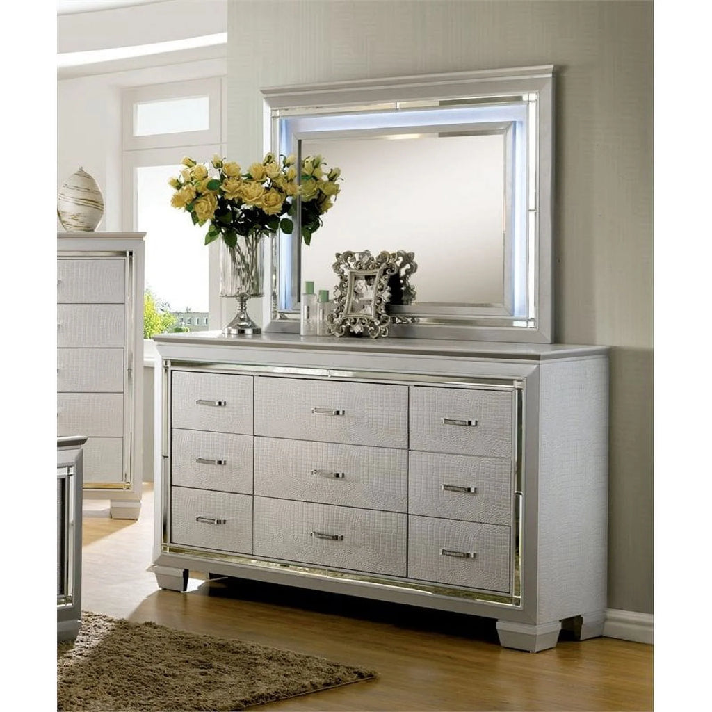 9 Drawer LED Dresser and Mirror Set M408