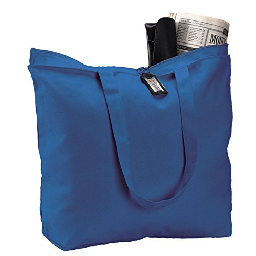 6 Pack Large Canvas Tote Bag with Zippered Closure M76167