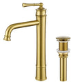 Polished Chrome Tall Single Handle Vessel Sink Faucet with Pop Up Drain B4411