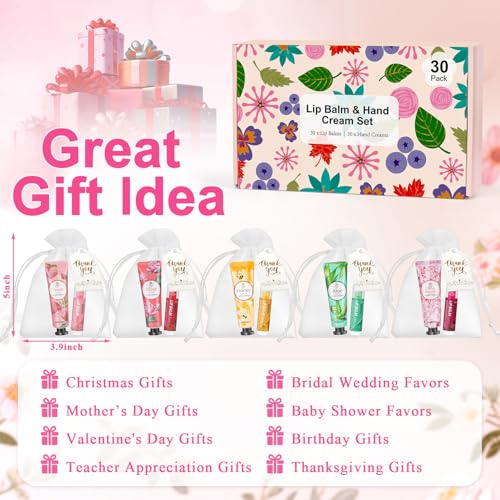 Lip Balm and Hand Cream Gift Set with Organza Bags A136