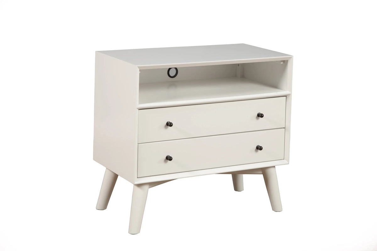 White 2 Drawer Wood Nightstand T683939