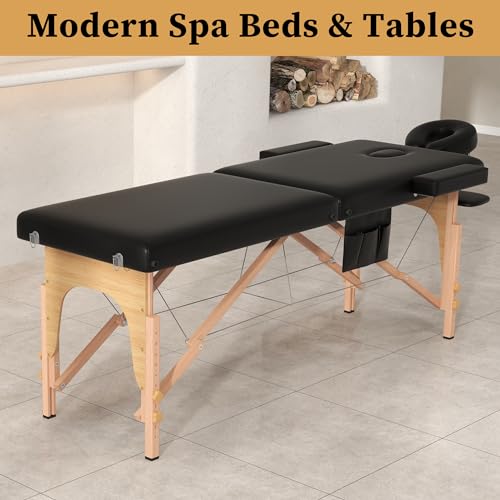 Portable 2 Section Foldable Massage Table Black T398