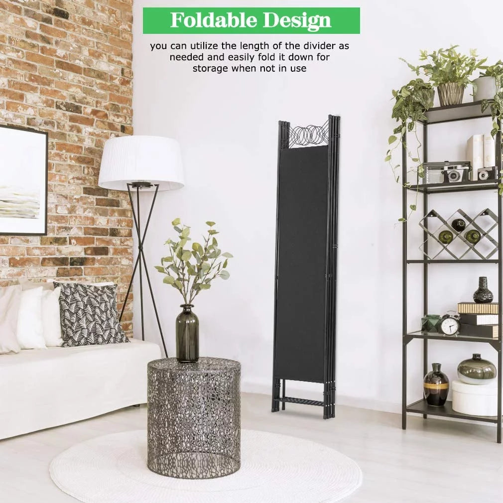 4 Panel 6 ft Black Steel Room Divider H565