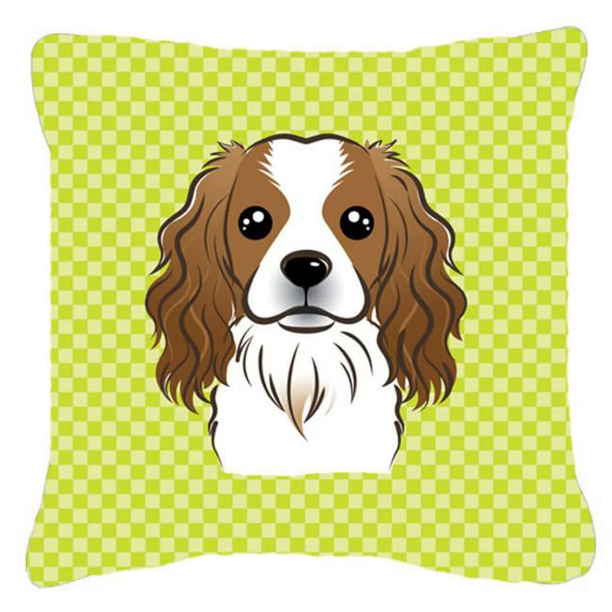 Lime Green Cavalier Spaniel Decorative Pillow 18 x 18 In. K2609