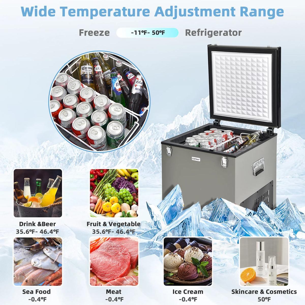 68 Quart Portable Car Refrigerator Freezer N7668