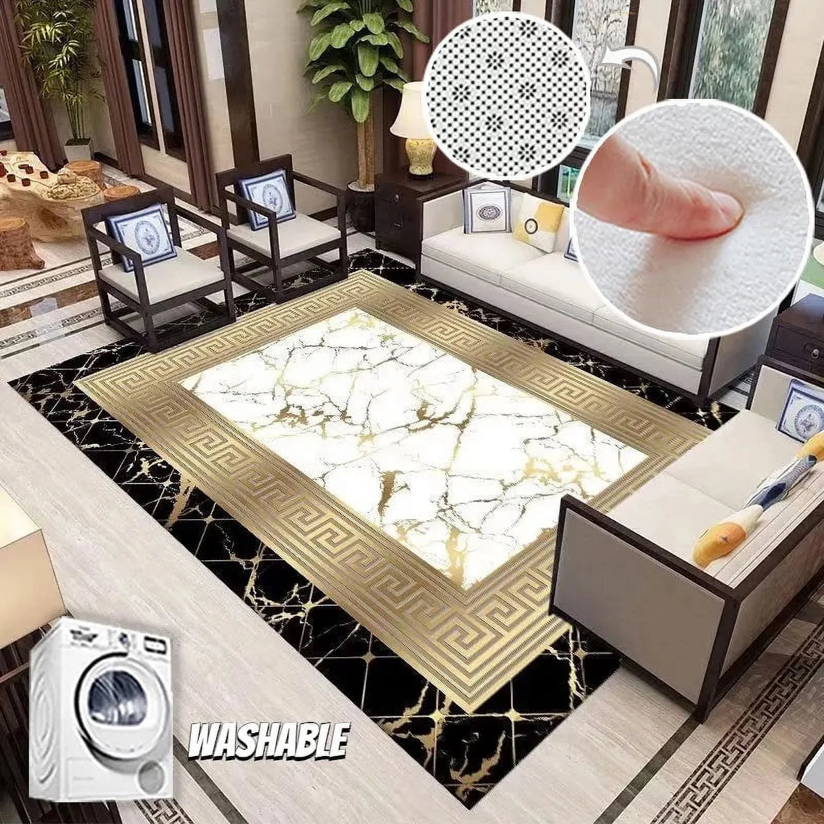 Living Room Carpet 160x230cm Soft Washable Area Rug N64422