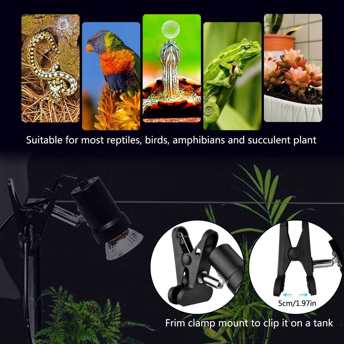 Reptile Heat Lamp with 50W UVA UVB Light Bulb Z290