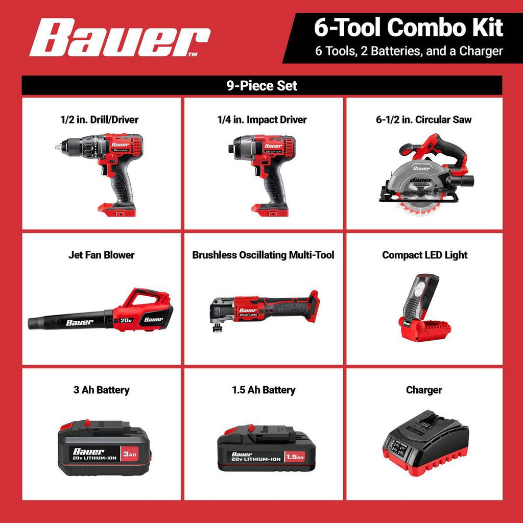 20V Cordless 6-Tool Combo Kit with Battery and Charger S479