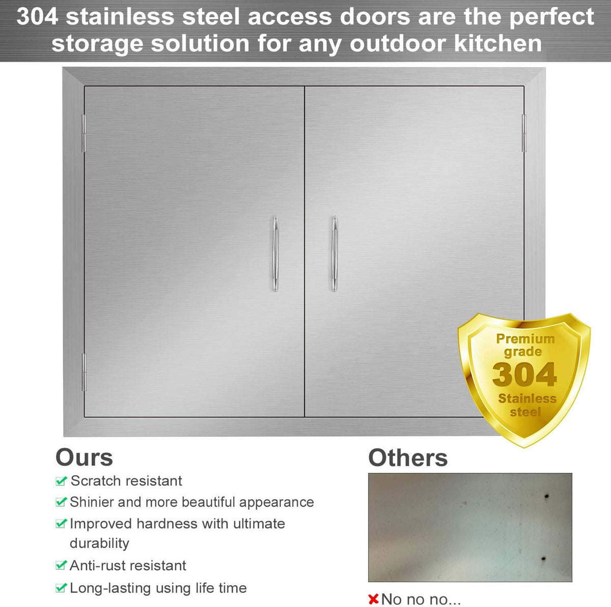 Stainless Steel Double Wall Outdoor Kitchen Doors 31W x 24H Inch X3207