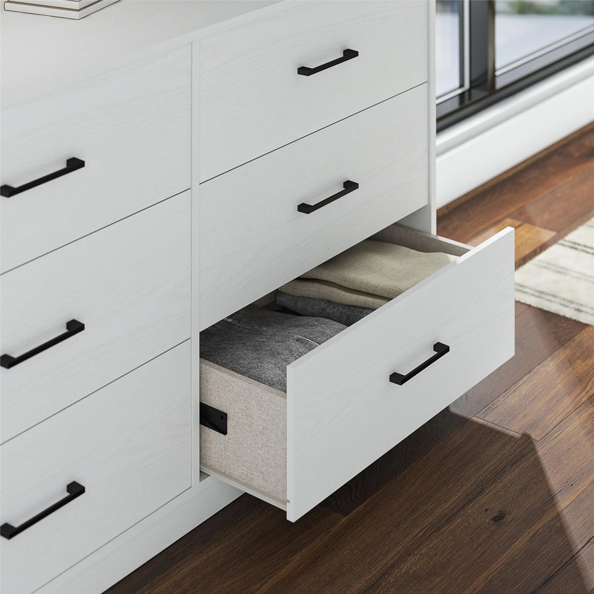 Black 6 Drawer Dresser N5679
