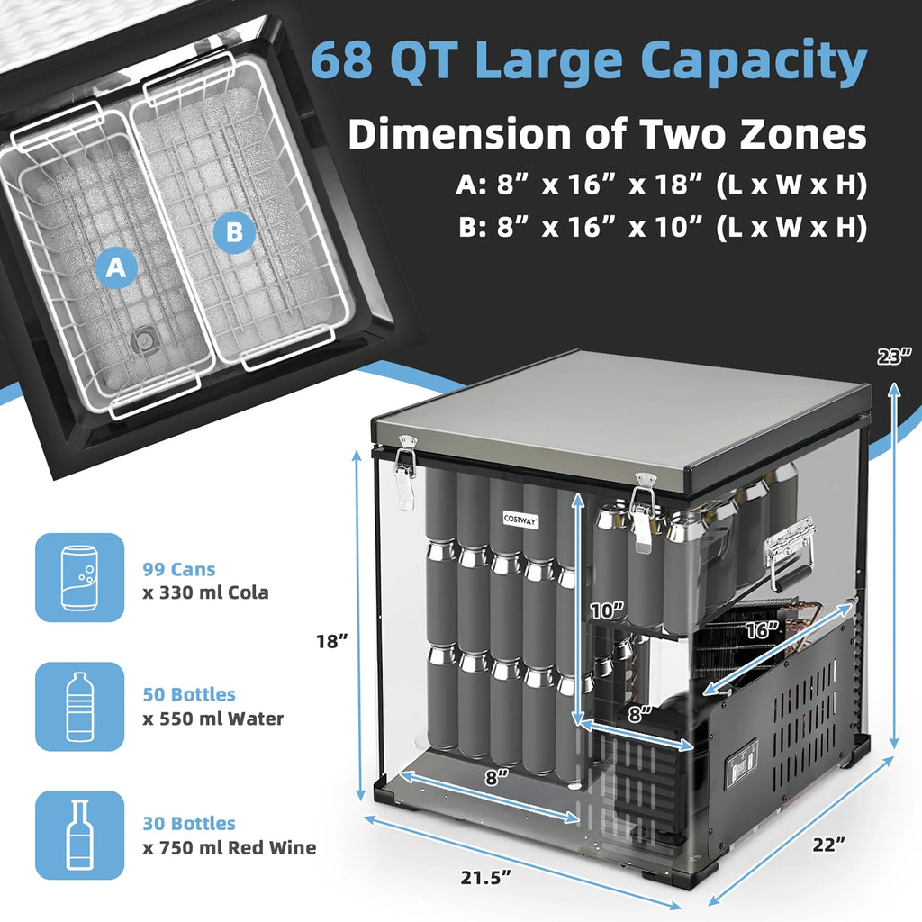 68 Quart Portable Car Refrigerator Freezer N7668