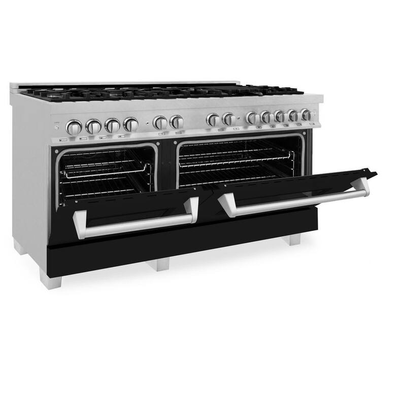 9 Burner Double Oven Dual Fuel Range with Black Matte Door L707