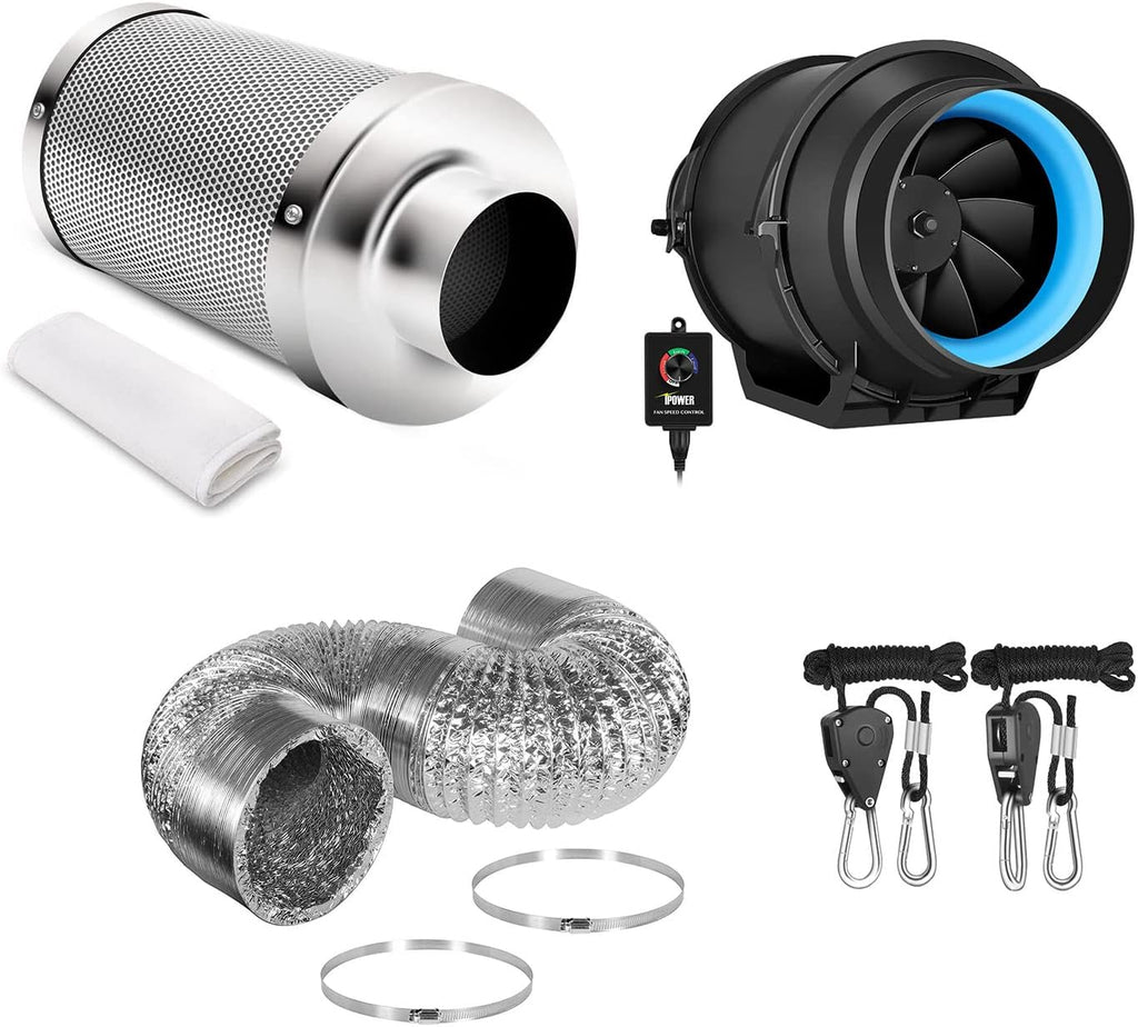 6 Inch 294 CFM Inline Fan with Carbon Filter and Ducting A46073