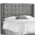 California King Nail Button Tufted Wingback Headboard in Grey T8226