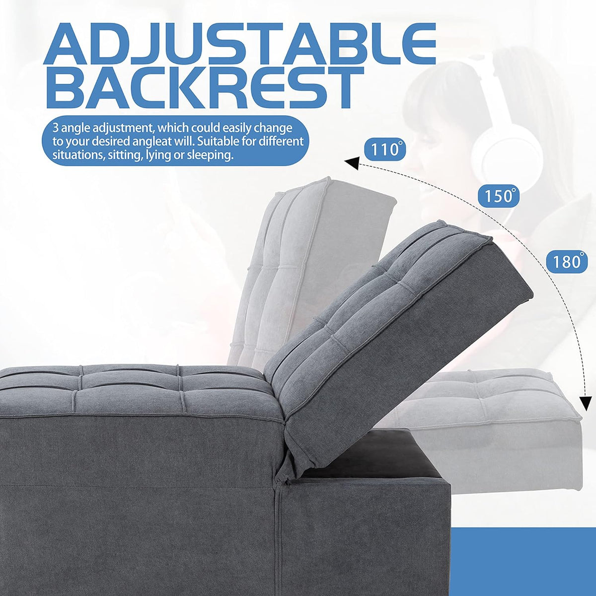 Convertible Chair Sofa Bed with Adjustable Backrest Q841